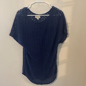 Pretty Rebellious Navy Open-Knit Short Sleeve Tunic